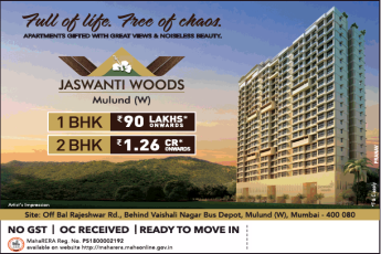 Book 1 BHK starting at Rs 90 Lakhs at Ashray Jaswanti Woods, Mumbai